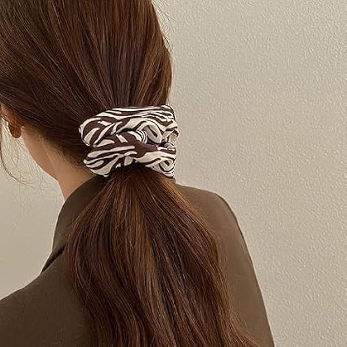 Girls Hair Bow Hair Band Hair Rope Elastic Band Scrunchie Hair Scrunchie Hair Scrunchies Hair Scrunchies Hair Bun Scrunchies Women (Random Stripe 1pcs) - Image 4